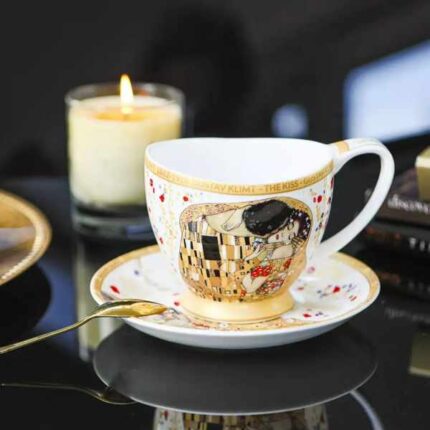 Taza de té con plato El Beso de Klimt taza bonita
